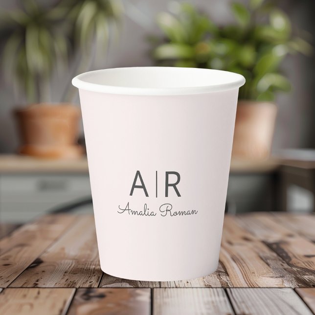 Personalized Pink Monogram Paper Cups (Creator Uploaded)