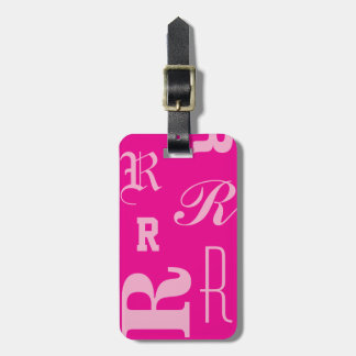 Personalized Pink, Monogram Typography Initials Luggage Tag