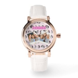 Personalized Pink Moon Phase Celestial Name Gift Watch