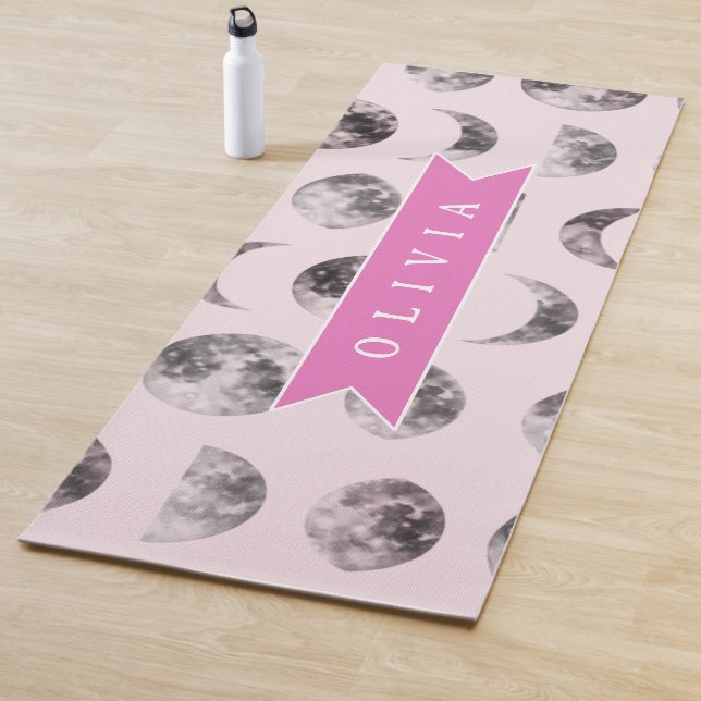 Personalized Pink Moon Phase Celestial Name Gift Yoga Mat (In Situ)