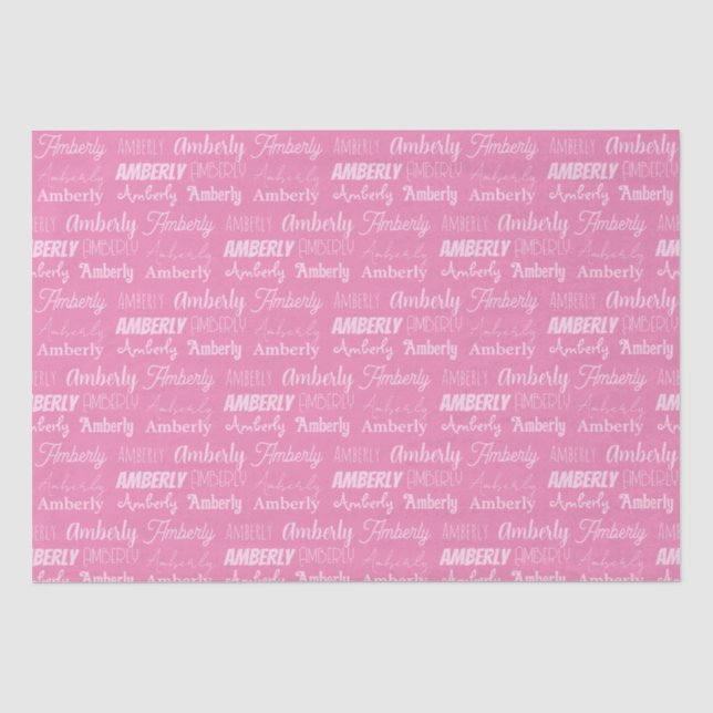 Personalized Pink Name Cute Fonts Collage Birthday Tissue Paper (Front)