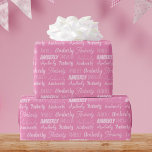 Personalized Pink Name Cute Fonts Collage Birthday Wrapping Paper<br><div class="desc">Cute pink name collage wrapping paper for a girl's birthday decorated in nine different fonts spelling your name in white. Cute custom kids gift wrap with fun typography in white.</div>
