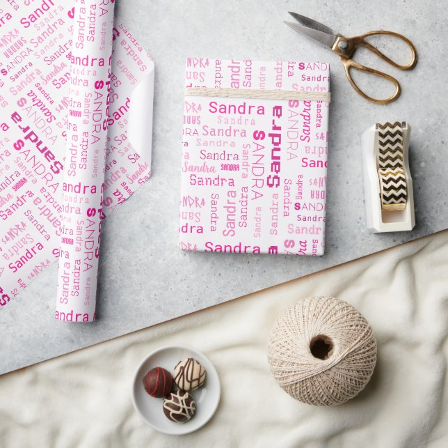 Personalized Pink Name Gift Wrapping Paper (Crafts)