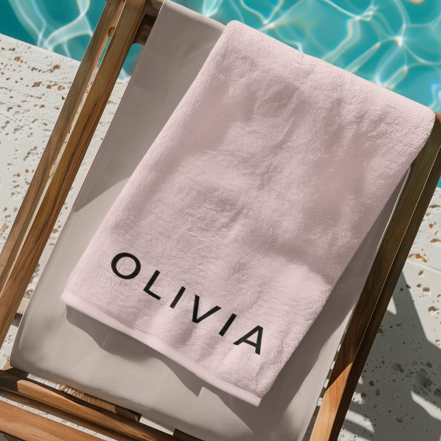 Personalized Pink & Name Monogram | Elegant Custom Beach Towel (Creator Uploaded)