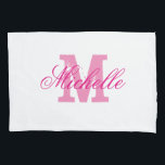 Personalized pink name monogram pillowcases<br><div class="desc">Personalized elegant neon pink name monogram decor pillowcases. Cute pillow case sleeve for bedroom with vintage typography initial letter and stylish script text. Classy home decor for newly weds couple, husband and wife, newlyweds, honeymooners, bride and groom, childrens room. Trendy design in customizable colours. Luxury style wedding favour gift idea....</div>