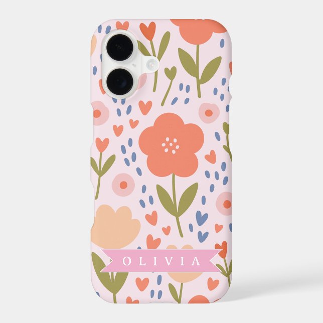 Personalized pink nordic cute folk floral pattern (Back)