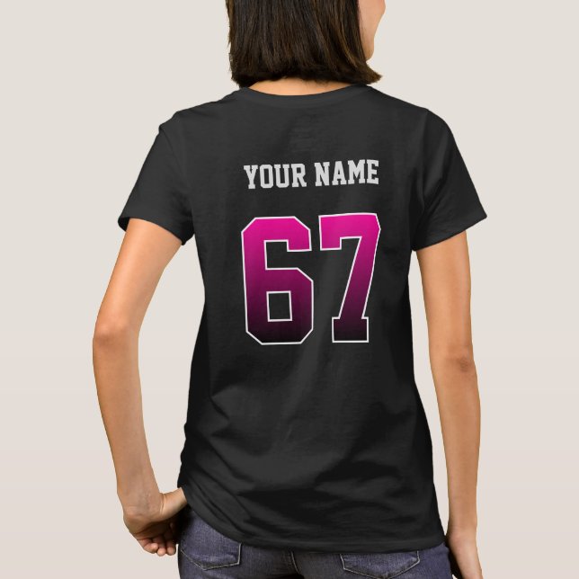 Personalized Pink Number 67 Custom  T-Shirt (Back)