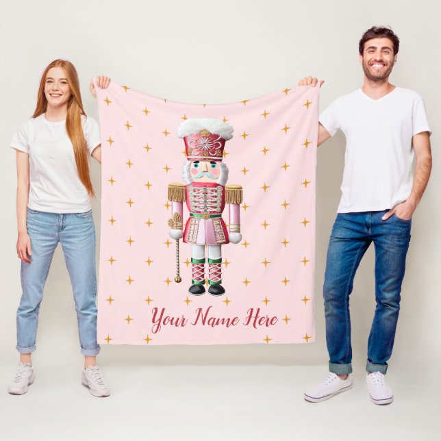 Personalized Pink Nutcracker Christmas Blanket  (In Situ)