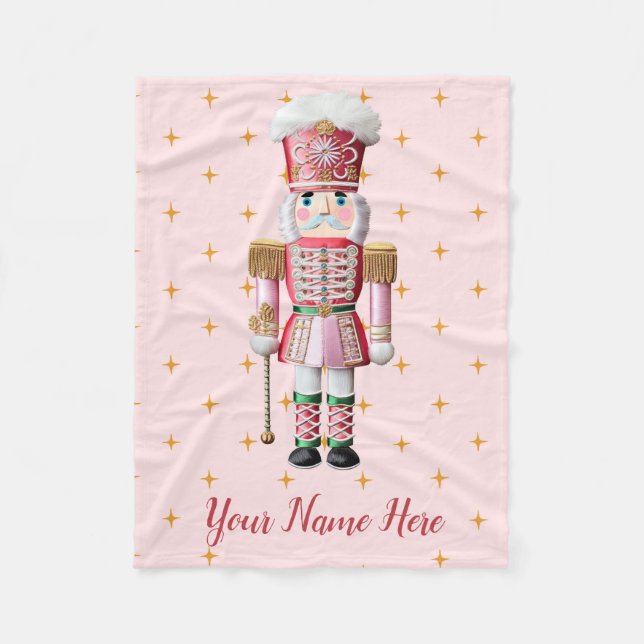 Personalized Pink Nutcracker Christmas Blanket  (Front)