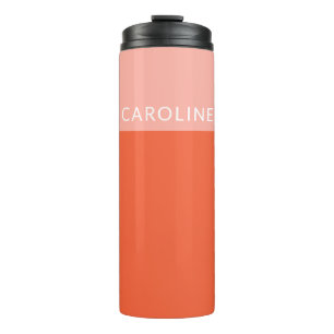 Personalized Pink Orange Geometric Colour Block  Thermal Tumbler