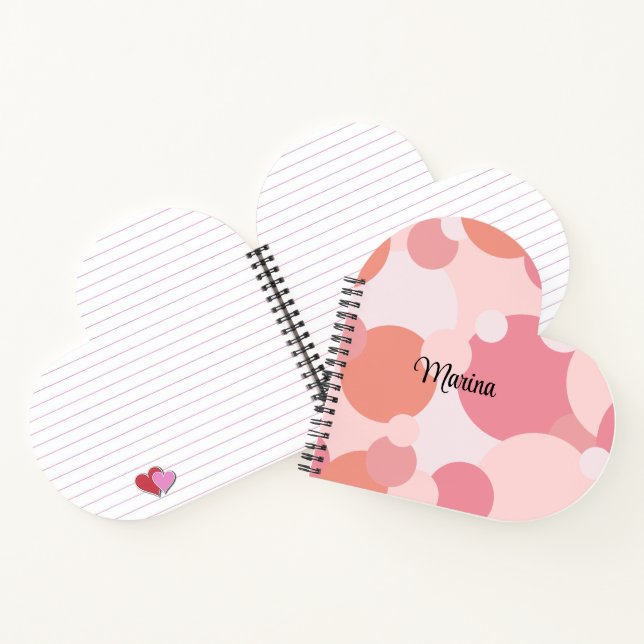 Personalized pink-orange molecules heart notebook (Inside)