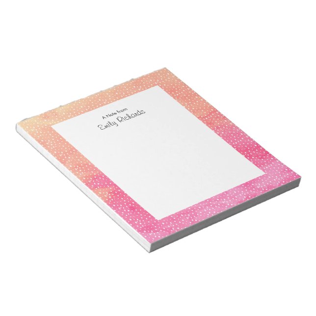 Personalized pink orange Watercolor Notepad (Angled)