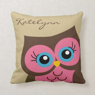Personalized Pink Owl Custom Throw Pillow