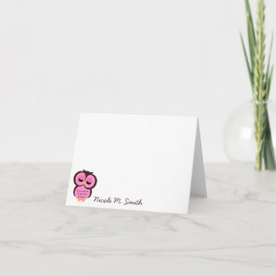 Personalized Pink Owl Notecards