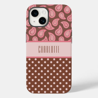 Personalized Pink Paisley & Polka Dots Phone Case