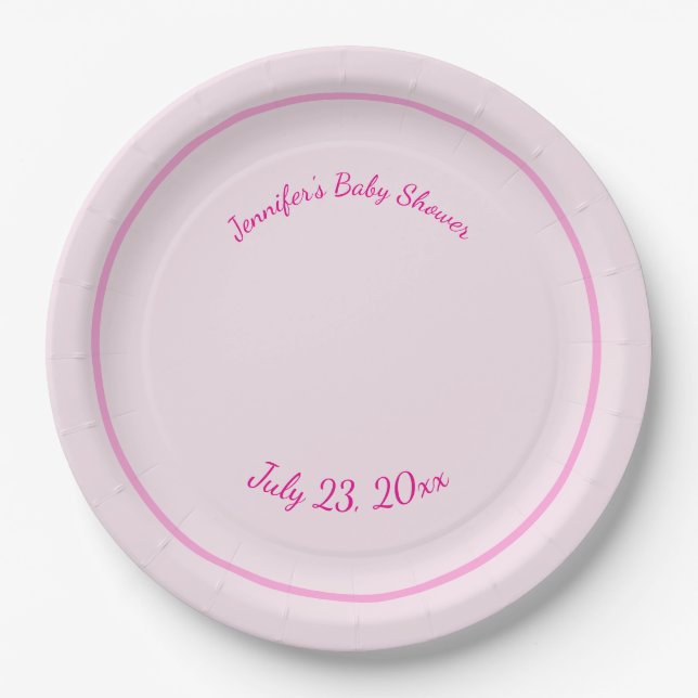Personalized Pink Paper Plate (Front)