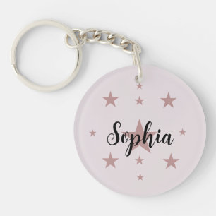 Personalized Pink Pastel Star Acrylic Keychain