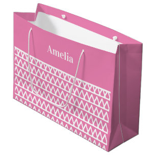 Personalized Pink Pattern Christmas Large Gift Bag