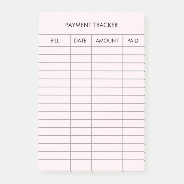 Personalized Pink Payment Tracker  Post-it Notes (Front)