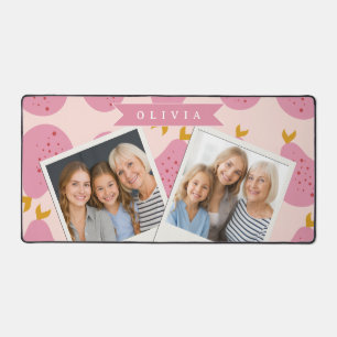 Personalized Pink Pear Pattern Cute Girly Fruit Desk Mat
