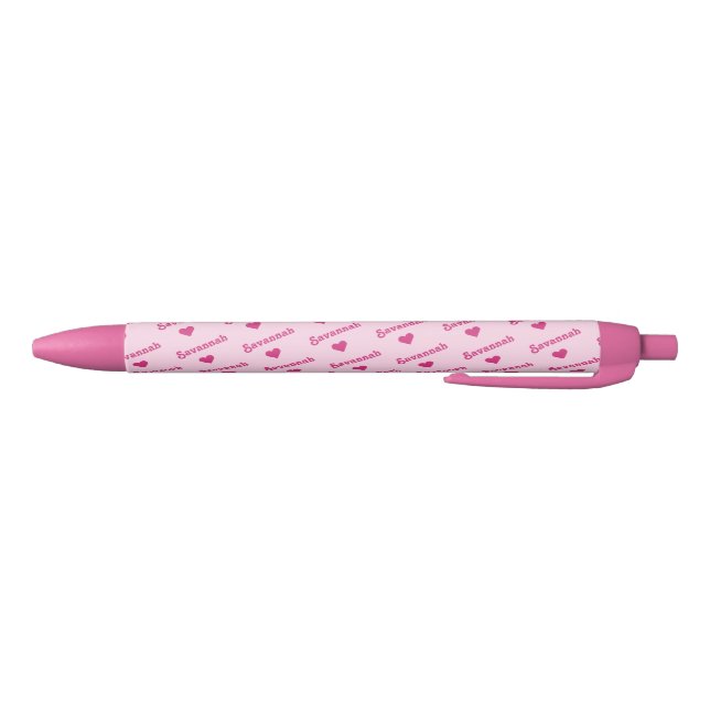 Personalized Pink Pen - Any Name with Hearts (Bottom)