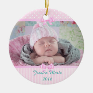 Personalized Pink Photo Christmas Ornament