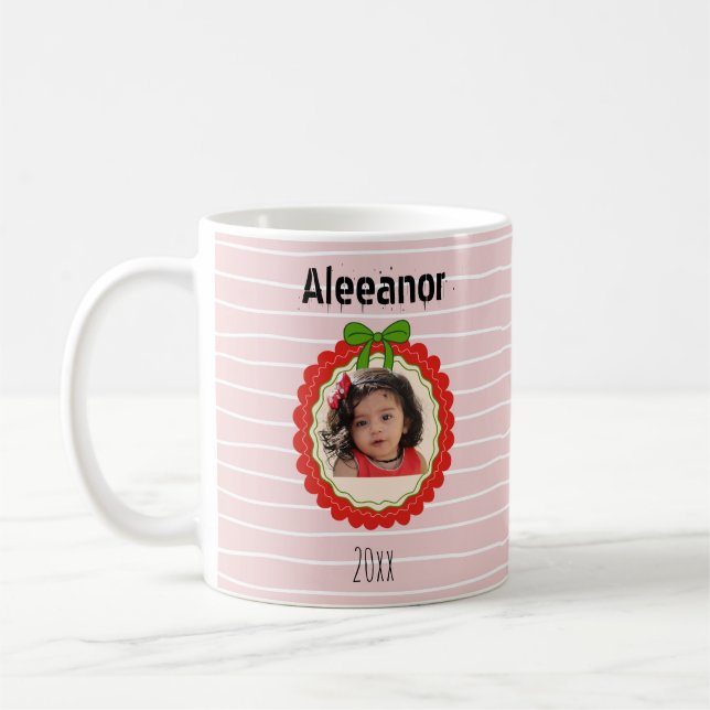 Personalized Pink Photo Stripe Coffee Mug Gift (Left)