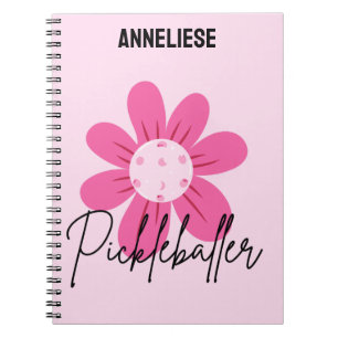 Personalized Pink "Pickleballer" Retro Pickleball Notebook