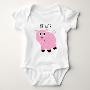 Personalized Pink Pig Baby Animal Piggy Baby Bodysuit