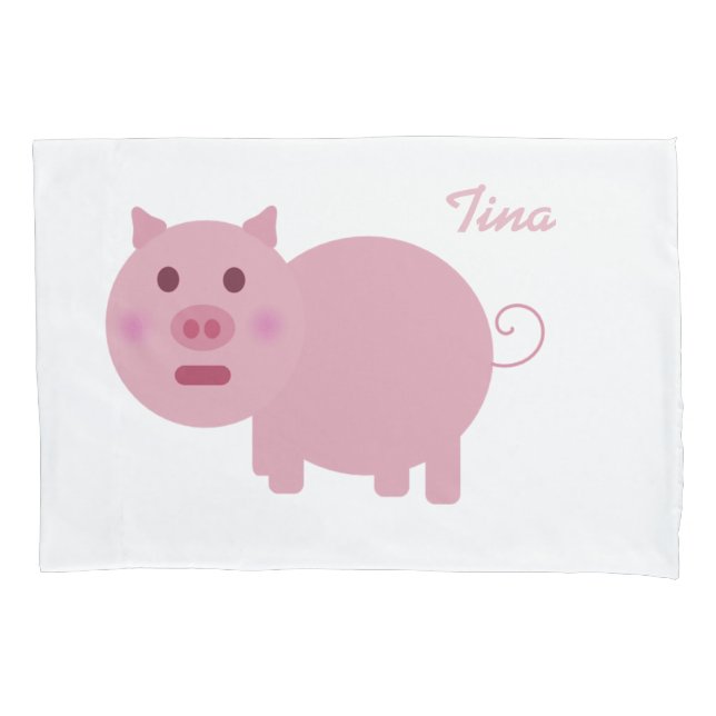 Personalized Pink Pig Pillowcases (Front)
