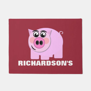 Personalized Pink Piggy Doormat