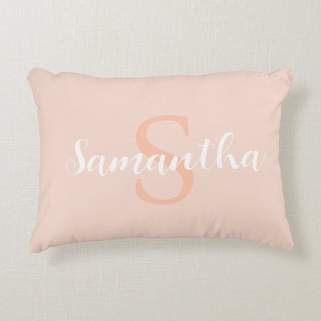 Personalized pink pillow with name initial (Front)