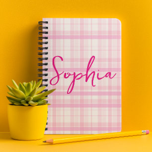 Personalized Pink Plaid Planner with Name