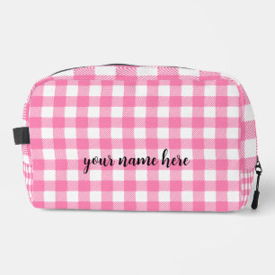 Personalized Pink Plaid Toiletry Bag