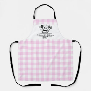 Personalized Pink Plaid Women Apron