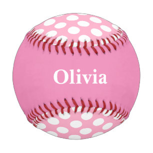 Personalized Pink Polka Dot Baseball