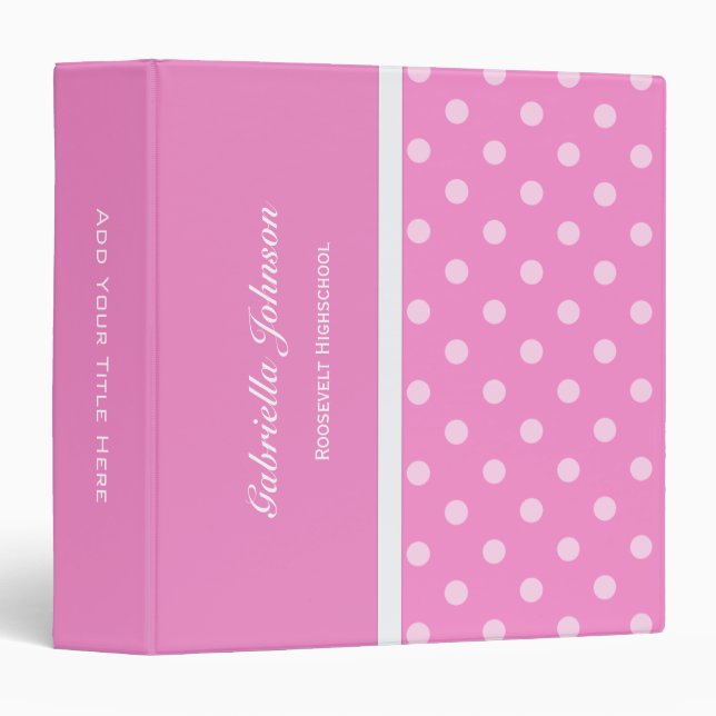 Personalized:  Pink Polka-dot Binder 2 (Front/Spine)