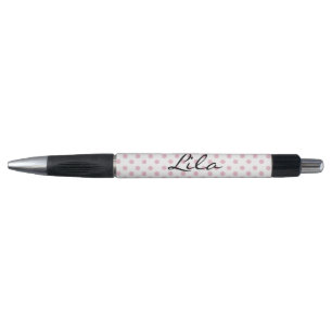 Personalized Pink Polka Dot Pen