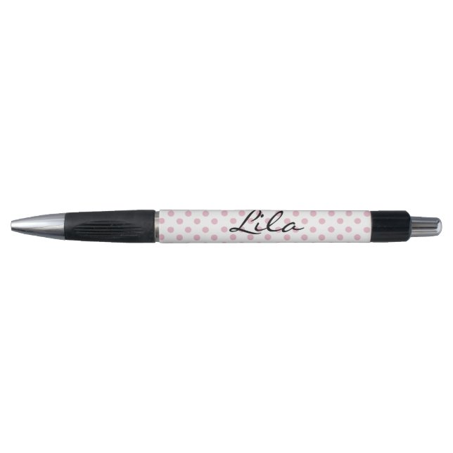 Personalized Pink Polka Dot Pen (Front)