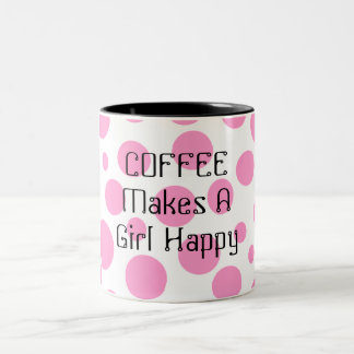 Personalized Pink Polka Dot Two-Toned Coffee Mug