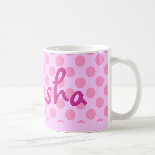 Personalized Pink Polka Dots Coffee Mug (Right)