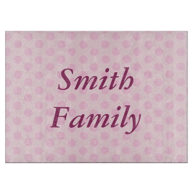Personalized Pink Polka Dots Cutting Board (Front)