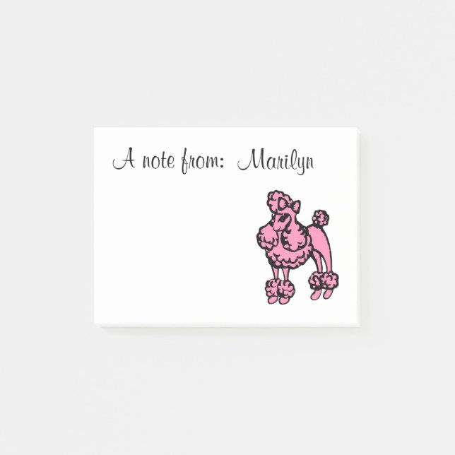 Personalized Pink Poodle Post It Notes (Front)