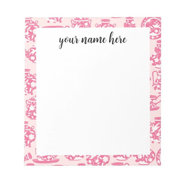 Personalized Pink Porcelain Notepad (Front)