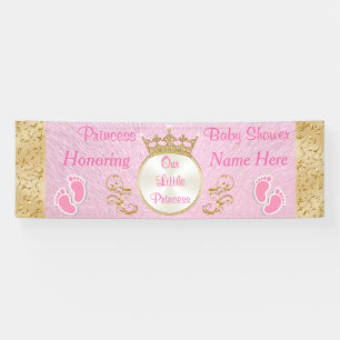 Personalized Pink Princess Baby Shower Banner