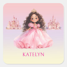 Personalized Pink Princess Birthday Sticker