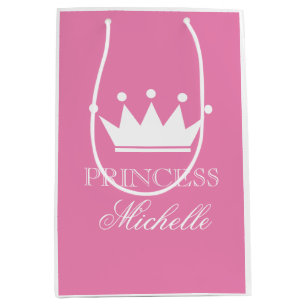 Personalized pink princess crown gift bag for girl