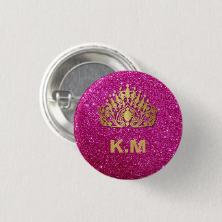 Personalized Pink Princess Nail Manicure 1 Inch Round Button