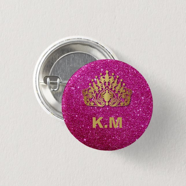 Personalized Pink Princess Nail Manicure 1 Inch Round Button (Front & Back)