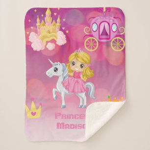 Personalized Pink Princess  Sherpa Blanket